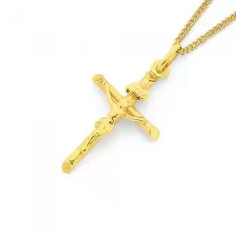 Prouds 9ct gold 26mm crucifix pendant offer