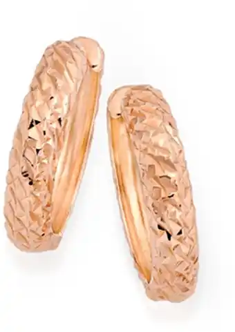 9ct rose gold diamond-cut huggie earrings