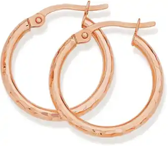 Prouds 9ct rose gold 2x15mm diamond-cut hoop earrings offer