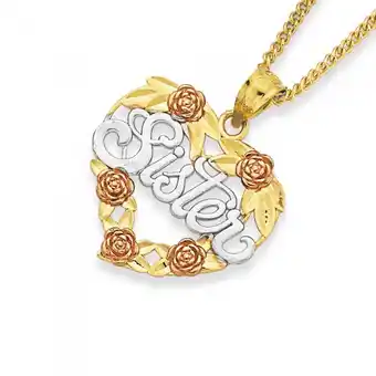 Prouds 9ct gold tri tone 'sister' heart pendant offer