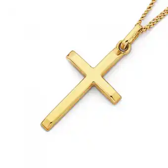 Prouds 9ct gold 20mm plain cross pendant offer