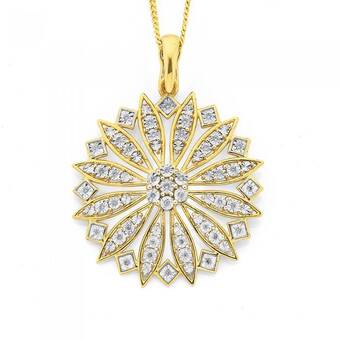 Prouds 9ct gold diamond cluster wheel pendant offer