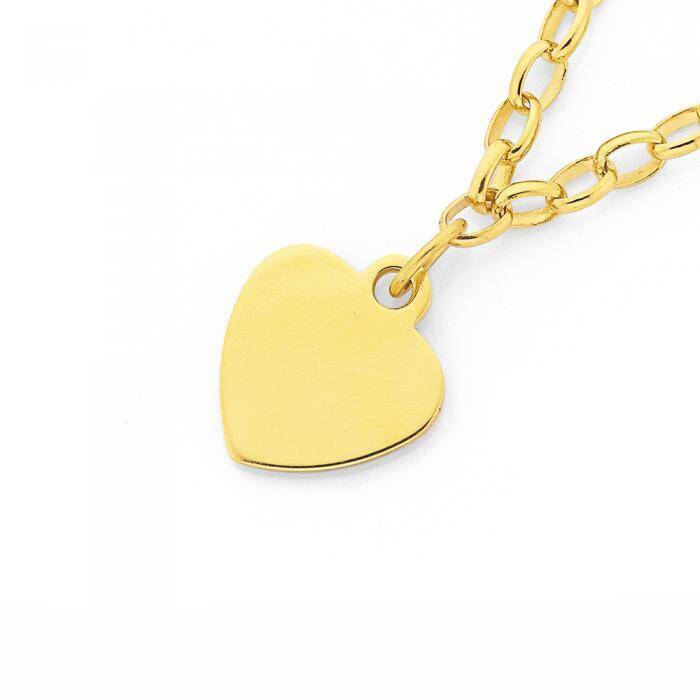 9ct gold 19cm solid belcher heart charm bracelet offer at Prouds