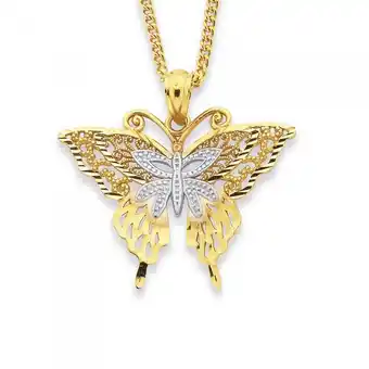 9ct gold two tone butterfly pendant