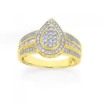 9ct gold diamond pear ring