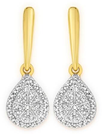 Prouds 9ct gold diamond pear shaped drop earrings offer