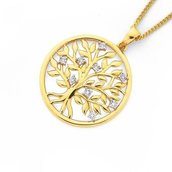 Prouds 9ct gold diamond tree of life pendant offer