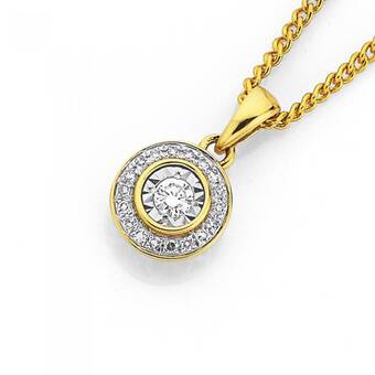 Prouds 9ct gold diamond round pendant offer