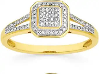 Prouds 9ct gold diamond cushion split ring offer