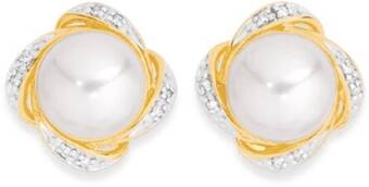 Prouds 9ct gold pearl & diamond stud earrings offer