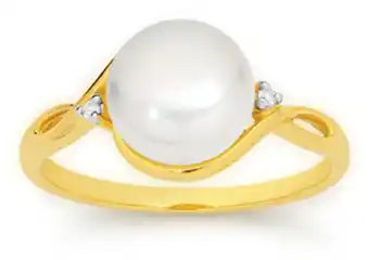 Prouds 9ct gold cultured freshwater pearl & diamond ring offer