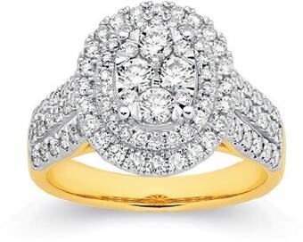 Angus & Coote Limited edition 9ct two tone gold diamond oval cluster ring offer