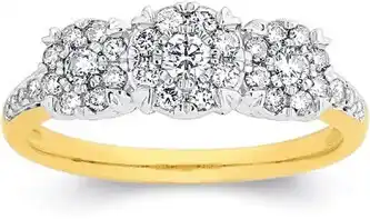 Angus & Coote 9ct gold diamond trilogy ring offer