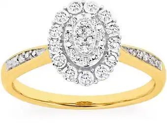 Angus & Coote 9ct gold diamond oval cluster ring offer