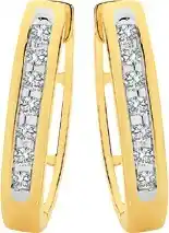 Angus & Coote 9ct gold diamond channel set huggie earrings offer
