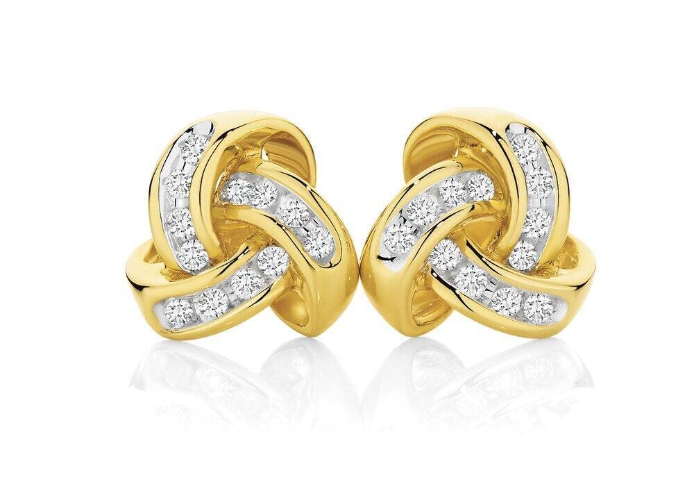 9ct gold diamond knot stud earrings offer at Angus & Coote