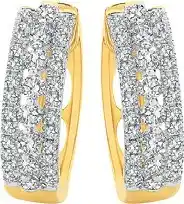Angus & Coote 9ct gold diamond three row huggie earrings offer