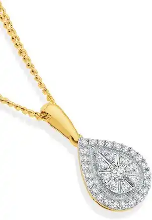 Angus & Coote 9ct gold diamond pear pendant offer