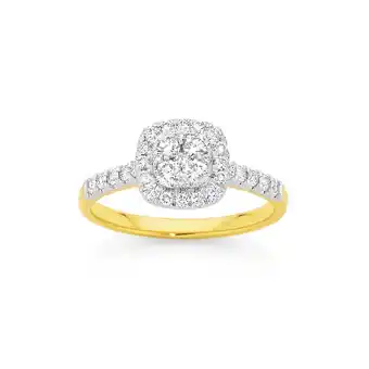 Angus & Coote 9ct gold diamond cushion shape ring offer