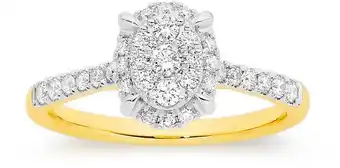 Angus & Coote 9ct gold diamond oval cluster ring offer