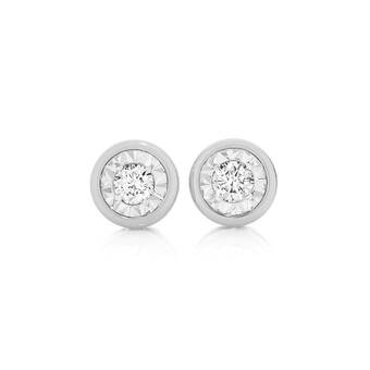 Angus & Coote 9ct white gold diamond bezel set stud earrings offer