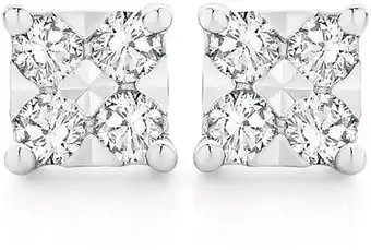9ct yellow gold diamond square look stud earrings