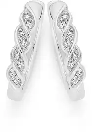 Angus & Coote 9ct white gold diamond huggie earrings offer