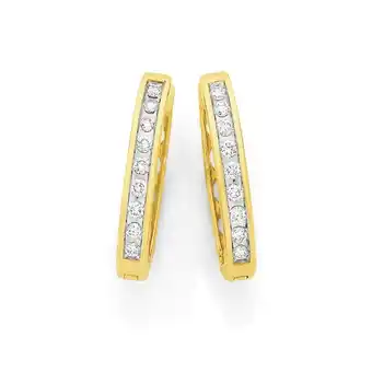 Angus & Coote 9ct gold diamond channel set huggie earrings offer