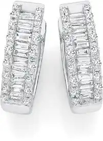 Angus & Coote 9ct white gold diamond huggie earrings offer