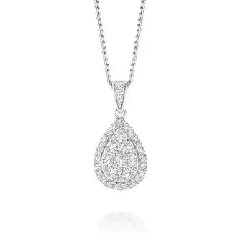 9ct white gold diamond teardrop pendant