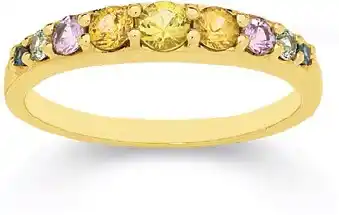 9ct gold multi sapphire round brilliant cut claw set band