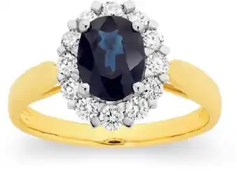9ct gold natural sapphire diamond ring