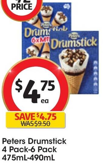 Coles Peters Drumstick 4 Pack-6 Pack 475mL-490mL offer