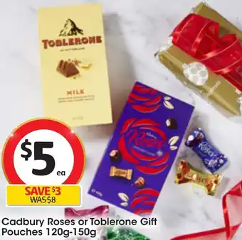 Coles Cadbury Roses or Toblerone Gift Pouches 120g-150g offer