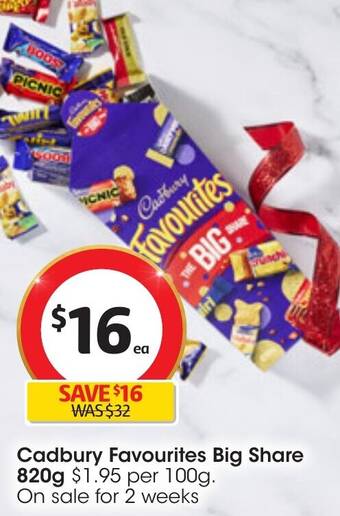 Coles Cadbury Favourites Big Share 820g offer
