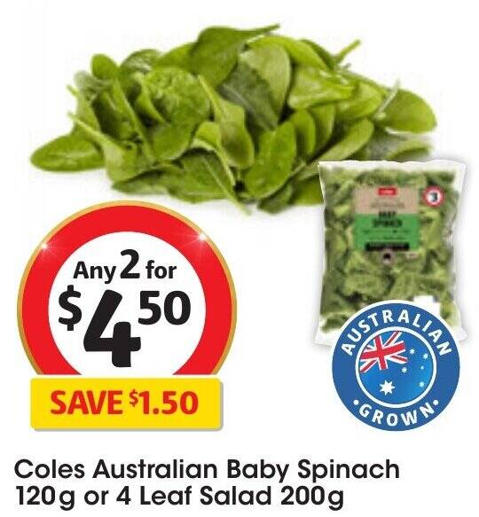 Coles discount spinach bag