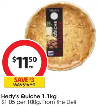 Coles Hedy's Quiche 1.1kg offer