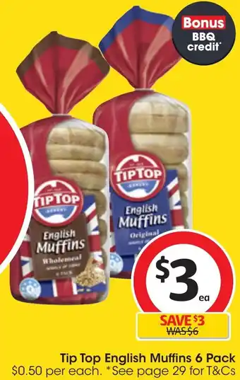 Tip Top English Muffins 6 Pack