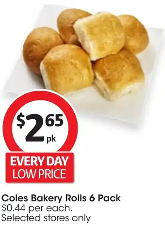 Coles Coles Bakery Rolls 6 Pack offer
