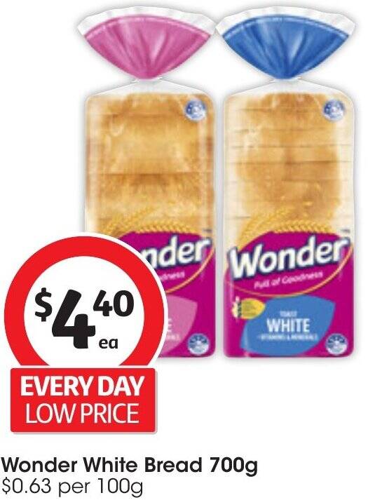 Wonder White Bread 700g offer at Coles