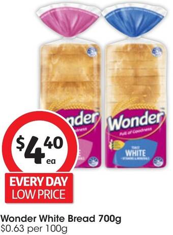 Coles Wonder White Bread 700g offer