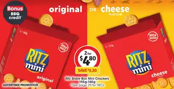 Coles Ritz Share Box Mini Crackers 155g-160g offer