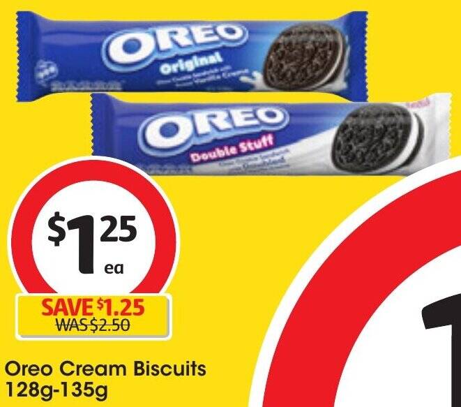 Oreo Cream Biscuits 128g135g offer at Coles