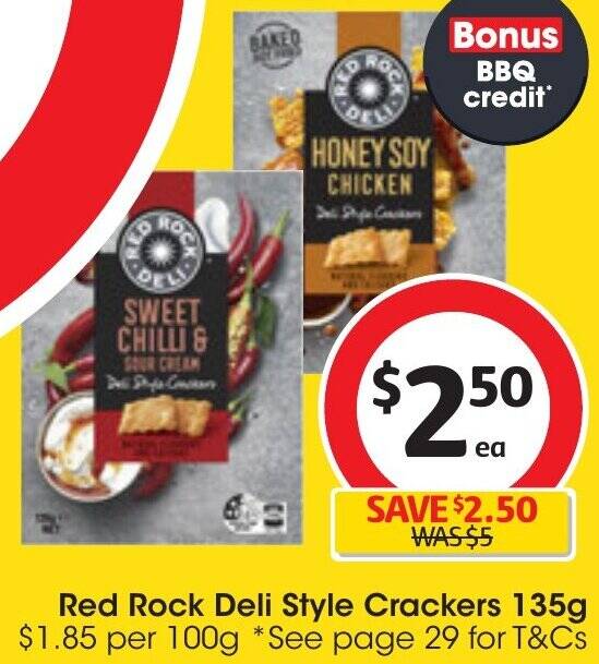 Red Rock Deli Style Crackers 135g offer at Coles