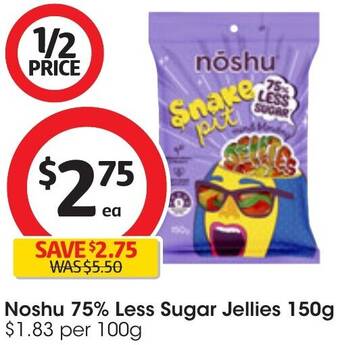 Coles Noshu 75% Less Sugar Jellies 150g offer