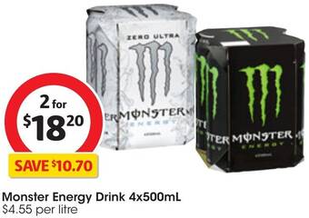 Coles Monster Energy Drink 4x500mL offer