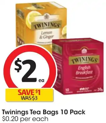 Coles Twinings Tea Bags 10 Pack offer