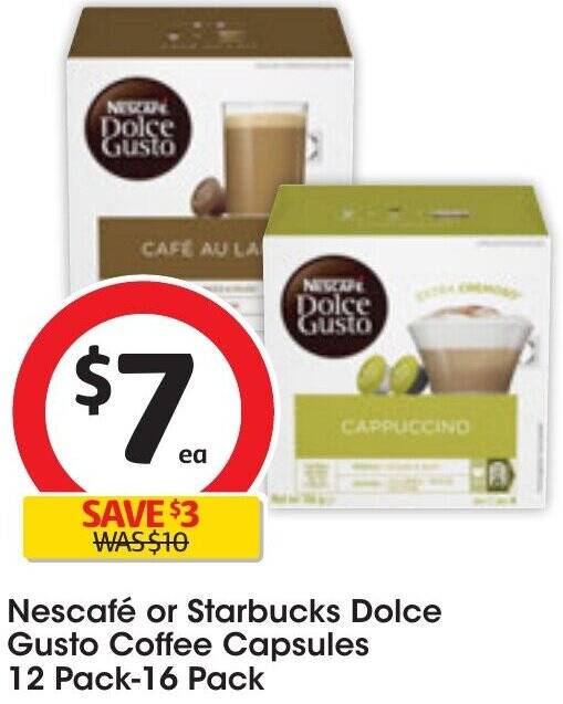 Nescafé or Starbucks Dolce Gusto Coffee Capsules offer at Coles