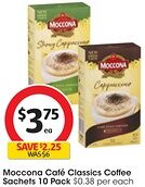 Coles Moccona Café Classics Coffee Sachets 10 Pack offer