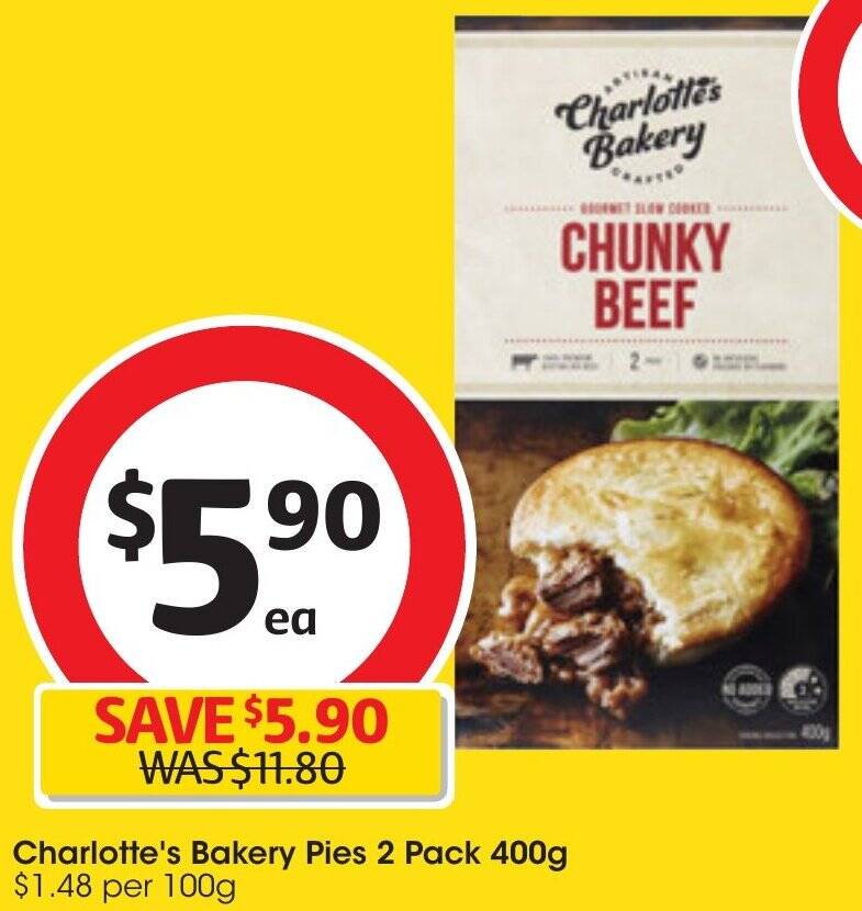 Charlotte's Bakery Pies 2 Pack 400g offer at Coles